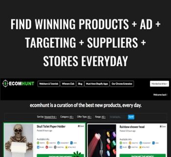 Find Winning Products + Ad + Targeting + Suppliers + Stores Everyday – Ecomhunt