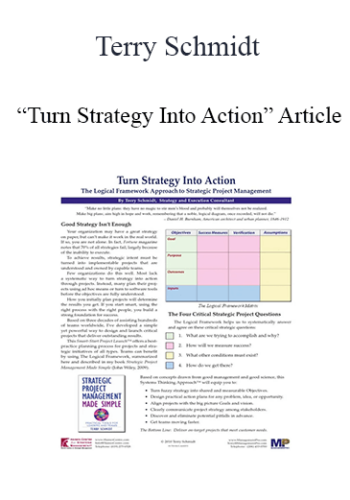Terry Schmidt - “Turn Strategy Into Action” Article